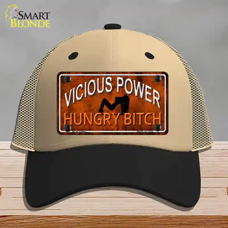 Vicious Power Novelty License Plate Hat Mesh / Khaki|Black