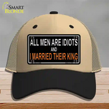 All Men Are Idiots Novelty License Plate Hat Mesh / Khaki|Black