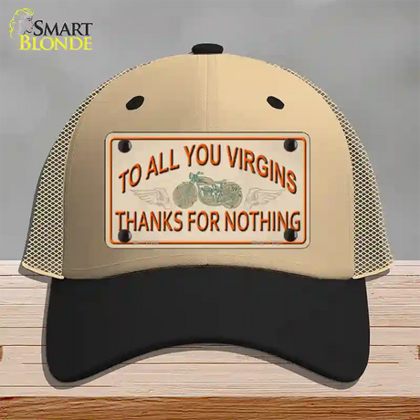 To All You Virgins Novelty License Plate Hat Mesh / Khaki|Black