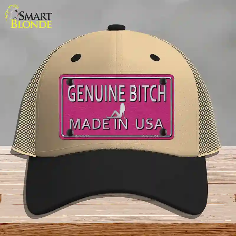 Genuine Bitch Made In USA Novelty License Plate Hat Mesh / Khaki|Black