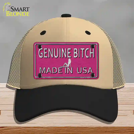 Genuine Bitch Made In USA Novelty License Plate Hat Mesh / Khaki|Black