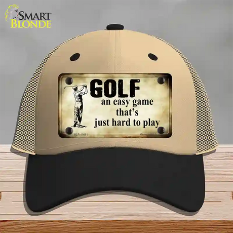 Golf An Easy Game Novelty License Plate Hat Mesh / Khaki|Black