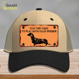 Play With Your Wiener Novelty License Plate Hat Mesh / Khaki|Black