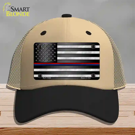 First Responder American Flag Novelty License Plate Hat Mesh / Khaki|Black