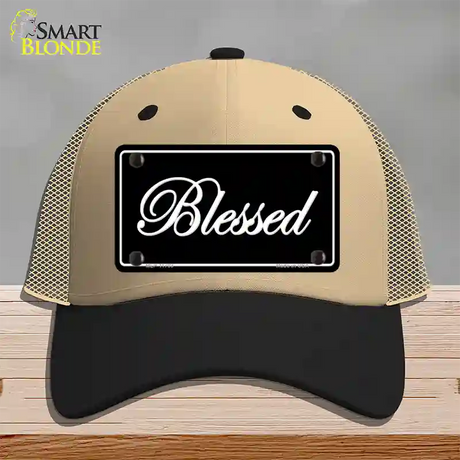 Blessed Black Novelty License Plate Hat Mesh / Khaki|Black