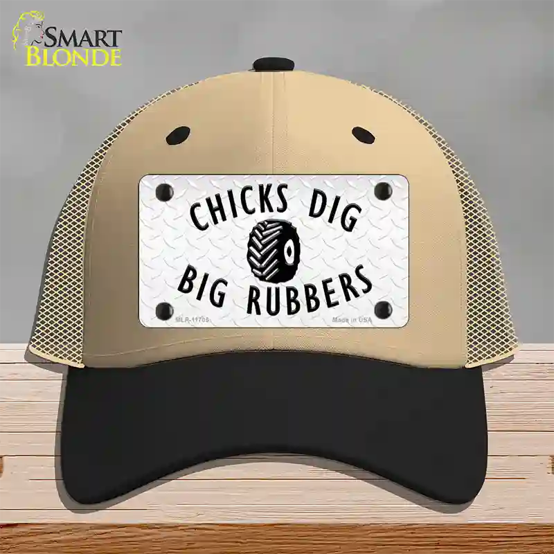 Chicks Dig Big Rubbers Novelty License Plate Hat Mesh / Khaki|Black