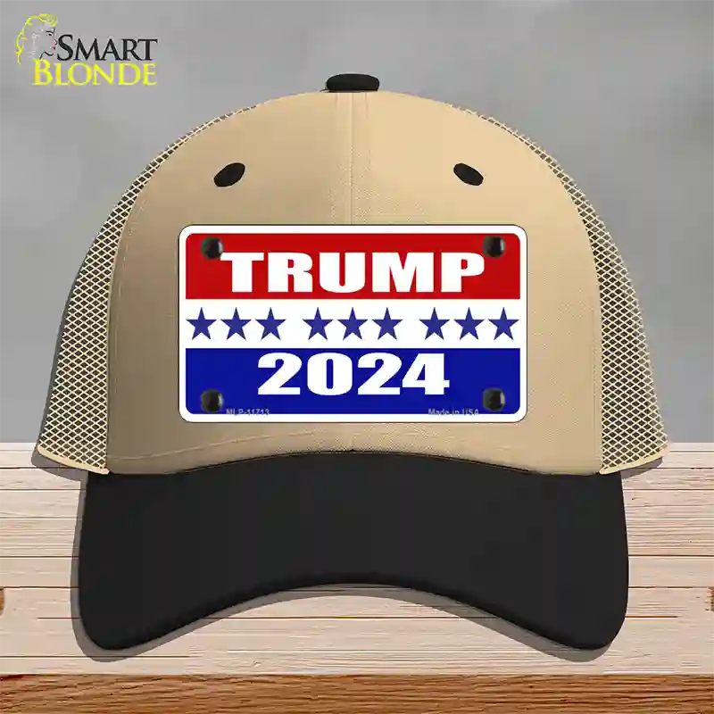 Trump 2024 Star Novelty License Plate Hat Mesh / Khaki|Black