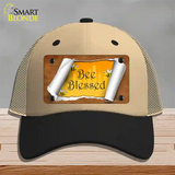 Bee Blessed Scroll Novelty License Plate Hat Mesh / Khaki|Black