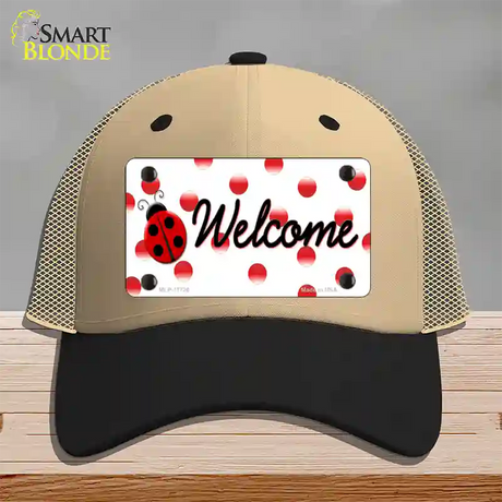 Welcome Ladybug Novelty License Plate Hat Mesh / Khaki|Black