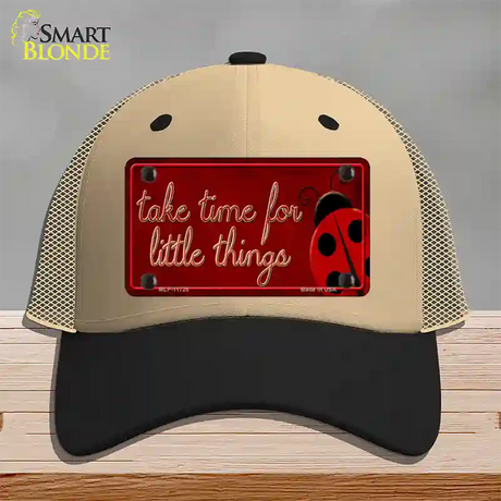 Take Time for Little Things Novelty License Plate Hat Mesh / Khaki|Black