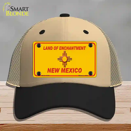 New Mexico Blank Yellow State Novelty License Plate Hat Mesh / Khaki|Black