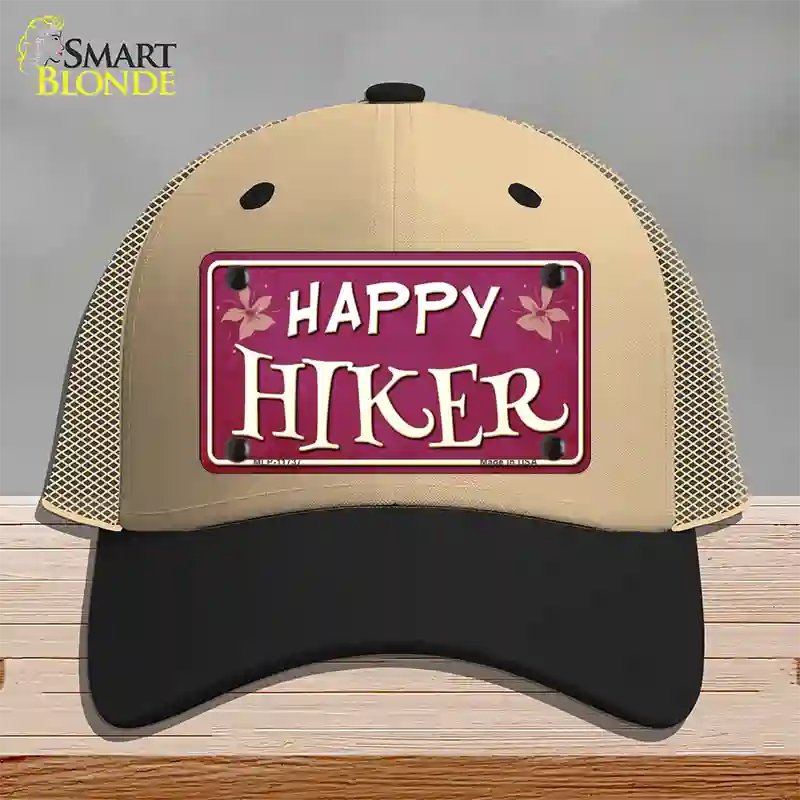 Happy Hiker Novelty License Plate Hat Mesh / Khaki|Black