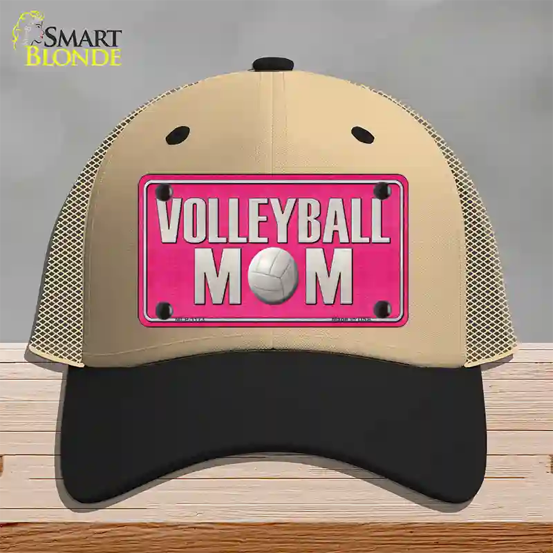 Volleyball Mom Novelty License Plate Hat Mesh / Khaki|Black