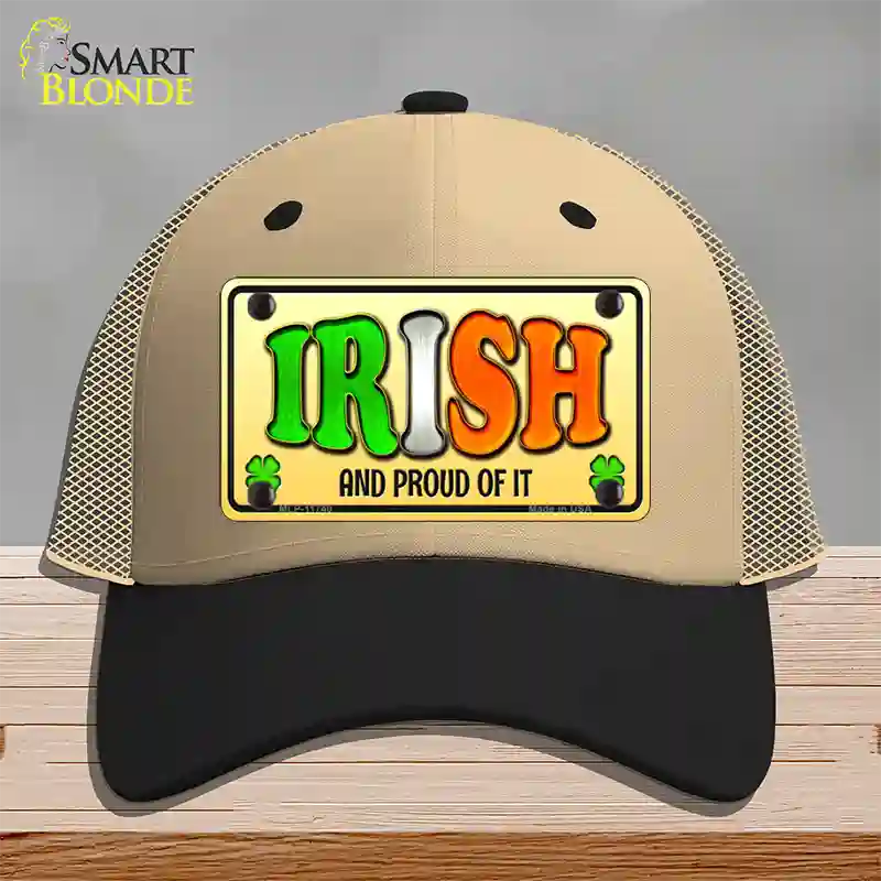 Irish and Proud Novelty License Plate Hat Mesh / Khaki|Black