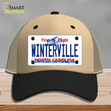 Winterville North Carolina State Novelty License Plate Hat Mesh / Khaki|Black