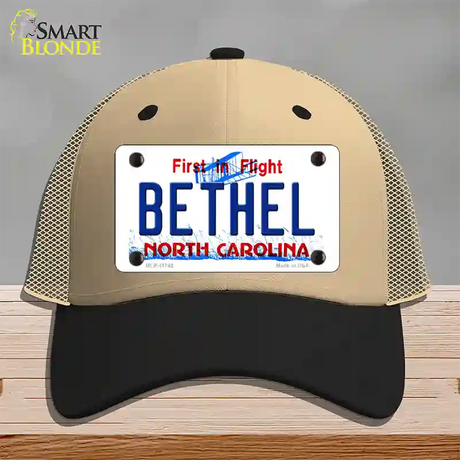 Bethel North Carolina State Novelty License Plate Hat Mesh / Khaki|Black