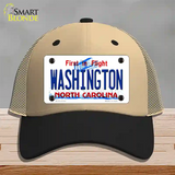 Washington North Carolina State Novelty License Plate Hat Mesh / Khaki|Black