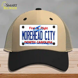 Morehead City North Carolina State Novelty License Plate Hat Mesh / Khaki|Black