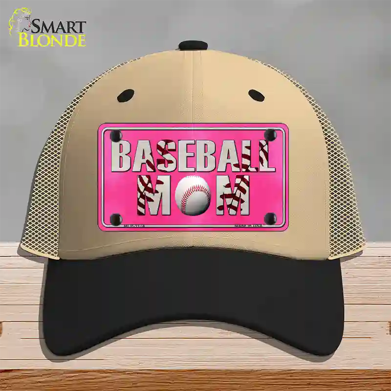 Baseball Mom Novelty License Plate Hat Mesh / Khaki|Black