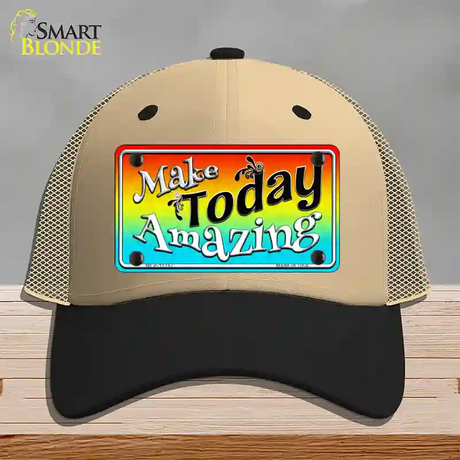 Make Today Amazing Novelty License Plate Hat Mesh / Khaki|Black