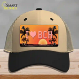 I Love Beach Novelty License Plate Hat Mesh / Khaki|Black