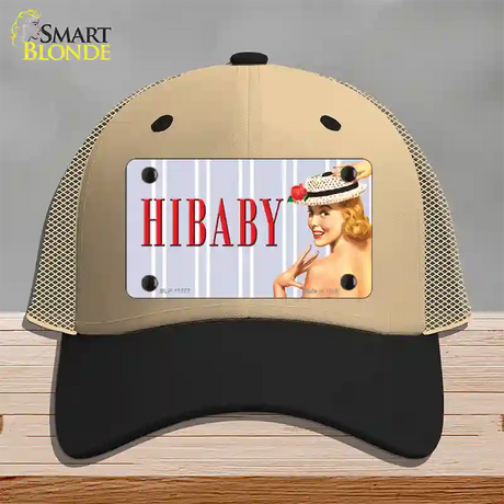 Hi Baby Vintage Pinup Novelty License Plate Hat Mesh / Khaki|Black