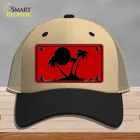 Island Palms Novelty License Plate Hat Mesh / Khaki|Black