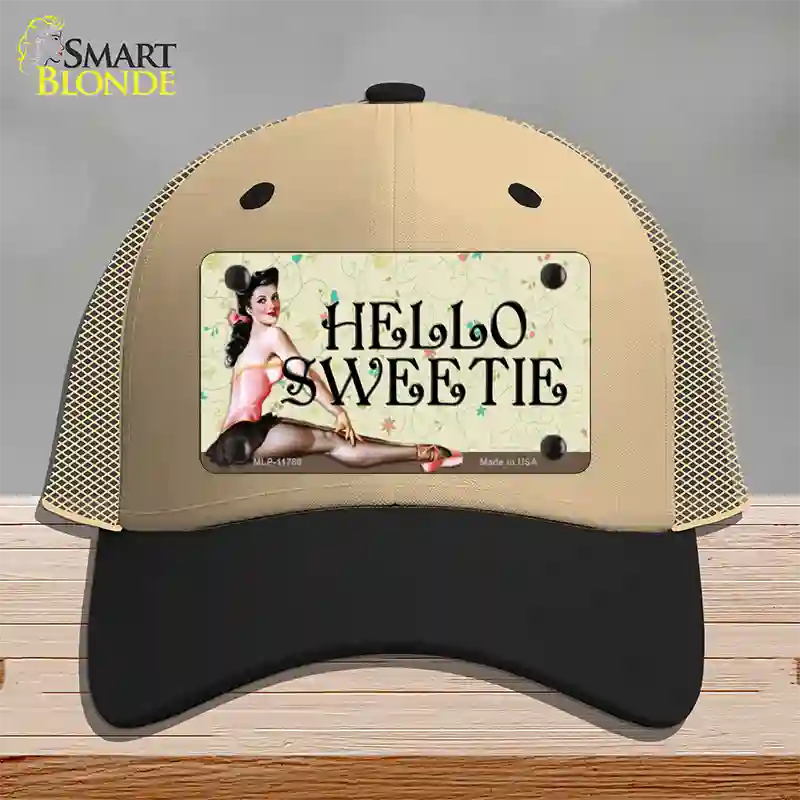 Hello Sweetie Vintage Pinup Novelty License Plate Hat Mesh / Khaki|Black