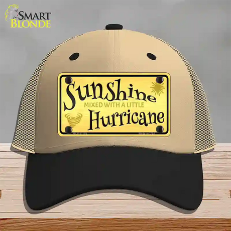 Sunshine With A Little Hurricane Novelty License Plate Hat Mesh / Khaki|Black