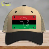 Africa Outline With Flag Novelty License Plate Hat Mesh / Khaki|Black