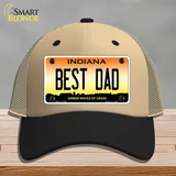 Best Dad Indiana Novelty License Plate Hat Mesh / Khaki|Black