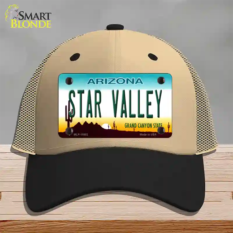 Star Valley Arizona Novelty License Plate Hat Mesh / Khaki|Black