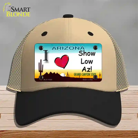 I Love Show Low AZ Novelty License Plate Hat Mesh / Khaki|Black