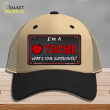 I Am A Teacher Novelty License Plate Hat Mesh / Khaki|Black