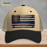 Thin Blue Line American Flag Novelty License Plate Hat Mesh / Khaki|Black