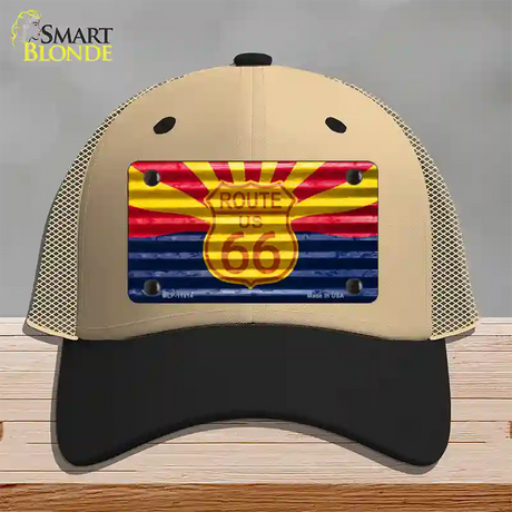 Route 66 Arizona Flag Novelty License Plate Hat Mesh / Khaki|Black