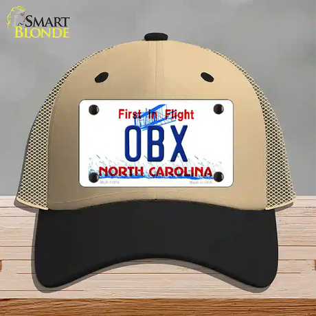 OBX North Carolina Novelty License Plate Hat Mesh / Khaki|Black