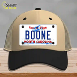 Boone North Carolina Novelty License Plate Hat Mesh / Khaki|Black