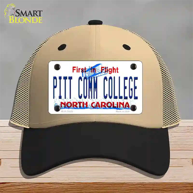 Pitt Comm College North Carolina Novelty License Plate Hat Mesh / Khaki|Black