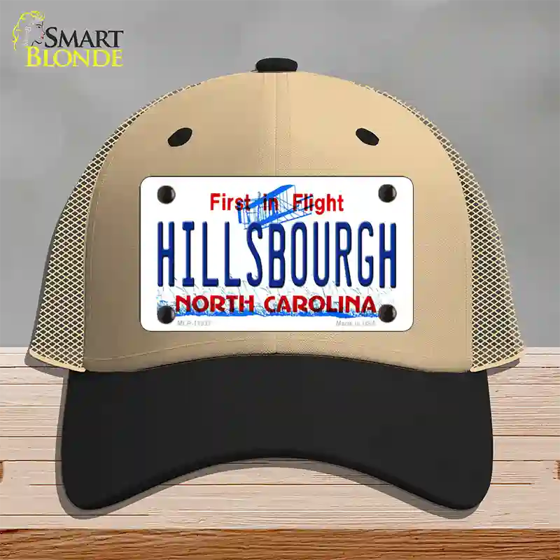 Hillsbourgh North Carolina Novelty License Plate Hat Mesh / Khaki|Black