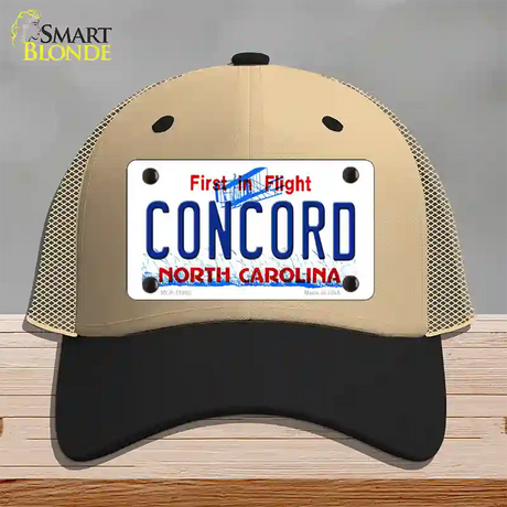 Concord North Carolina Novelty License Plate Hat Mesh / Khaki|Black