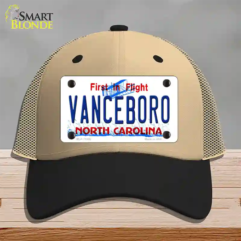 Vanceboro North Carolina Novelty License Plate Hat Mesh / Khaki|Black