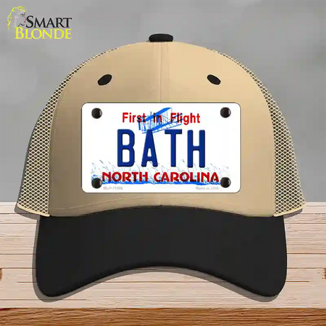 Bath North Carolina Novelty License Plate Hat Mesh / Khaki|Black