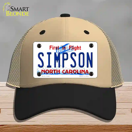 Simpson North Carolina Novelty License Plate Hat Mesh / Khaki|Black