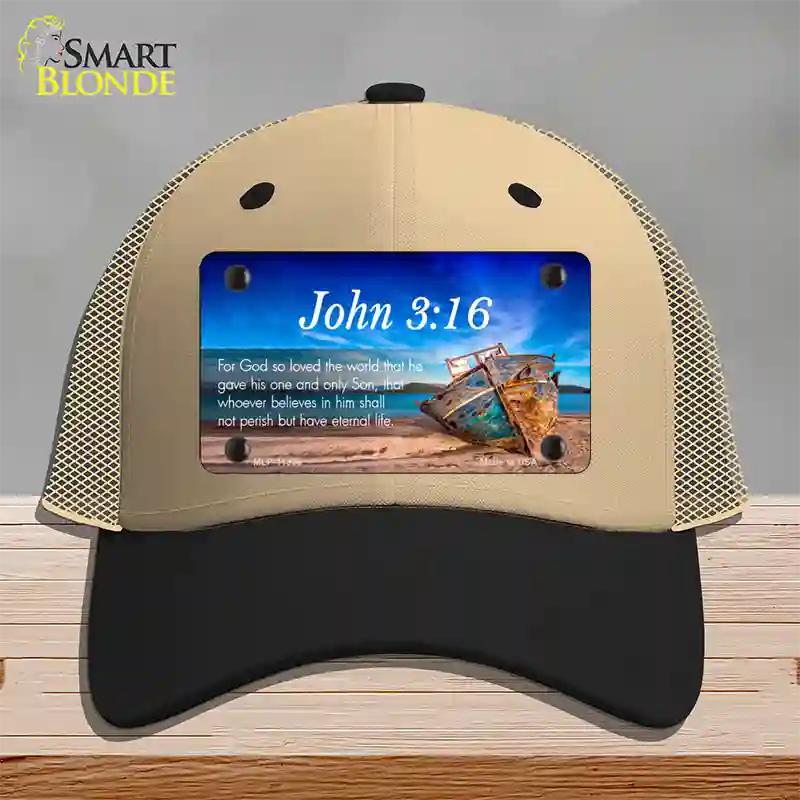 John 3 16 Beach Novelty License Plate Hat Mesh / Khaki|Black