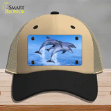 Dolphins Novelty License Plate Hat Mesh / Khaki|Black