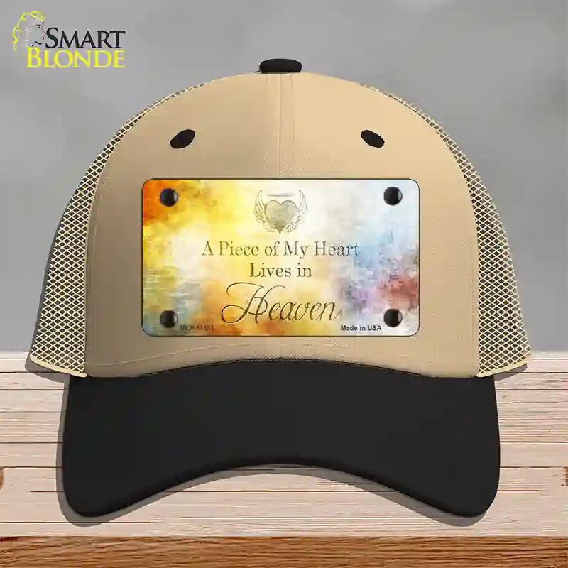 Lives In Heaven Novelty License Plate Hat Mesh / Khaki|Black