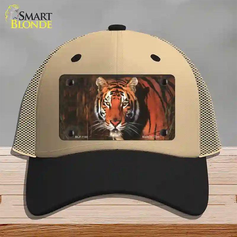 Tiger Novelty License Plate Hat Mesh / Khaki|Black