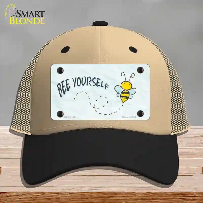 Bee Yourself Novelty License Plate Hat Mesh / Khaki|Black