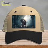 Elephant in the Woods Novelty License Plate Hat Mesh / Khaki|Black